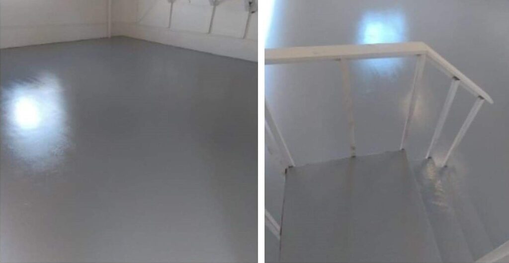 Garage floor and concrete stairs painting and sealing